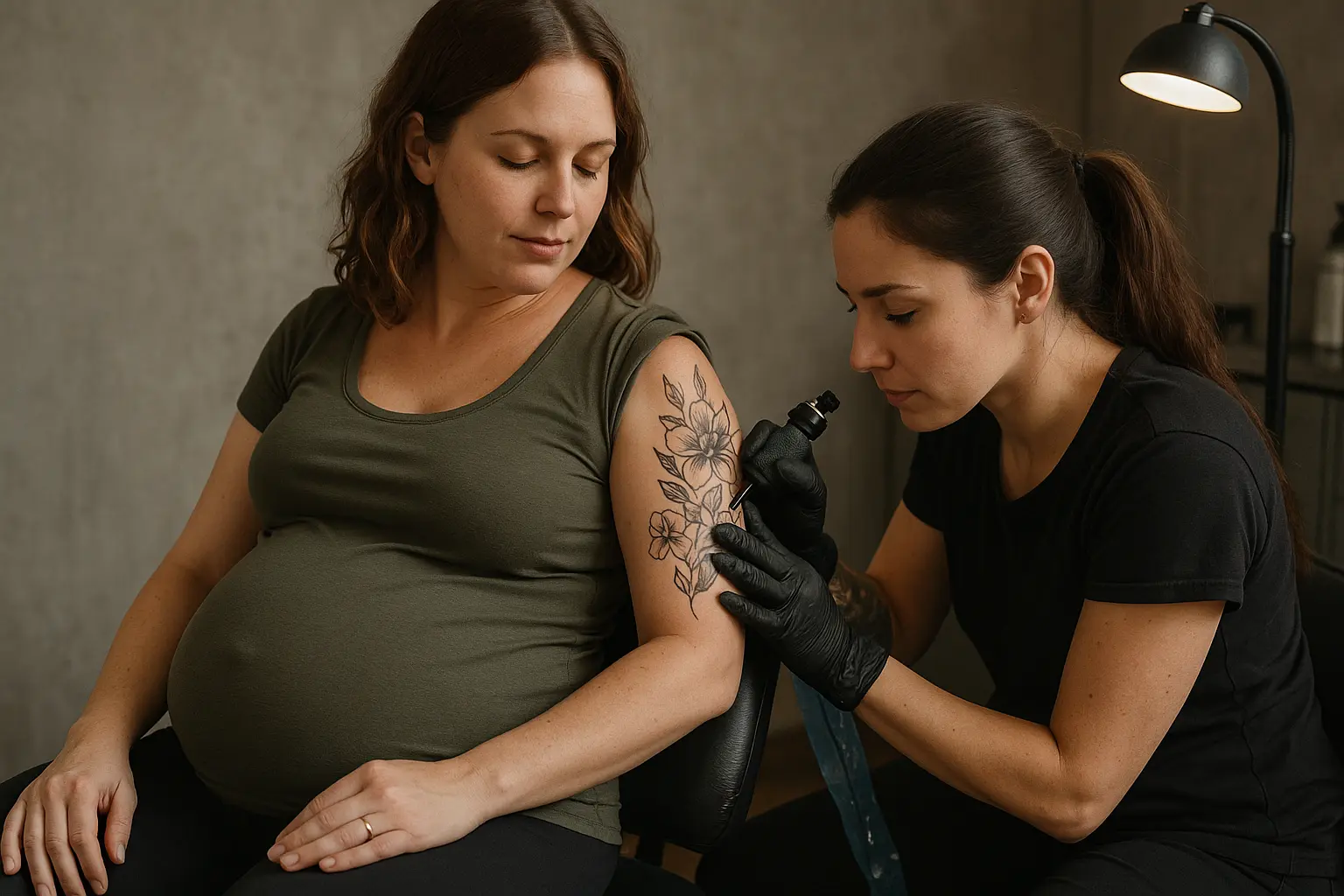 Pregnant Woman with Tattoos