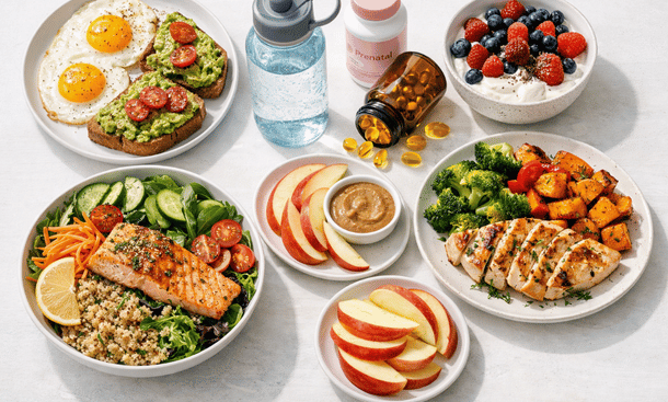 Colorful Preconception Meal Spread