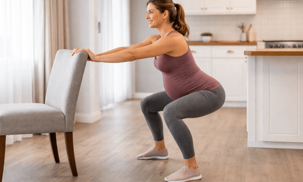 Pregnant Woman Squatting
