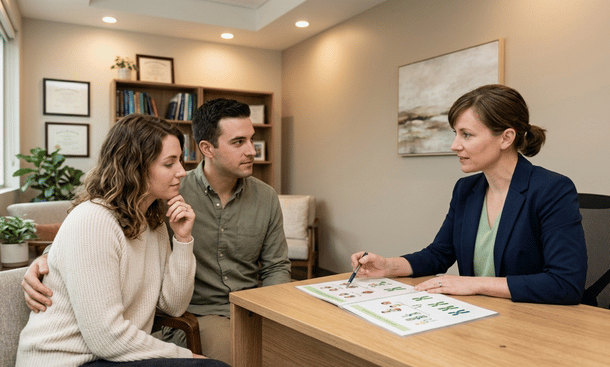 Couple meeting with genetic counselor