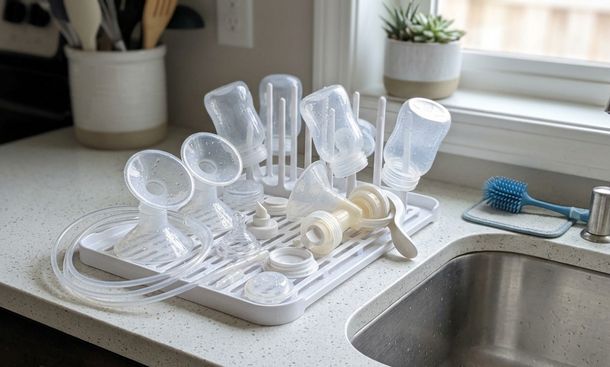 Breast pump parts air drying