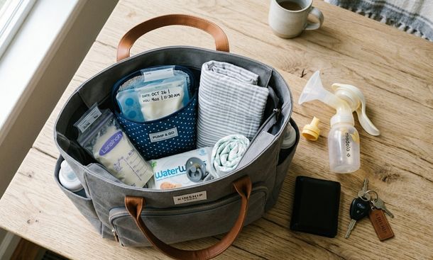 Diaper bag with pumping gear