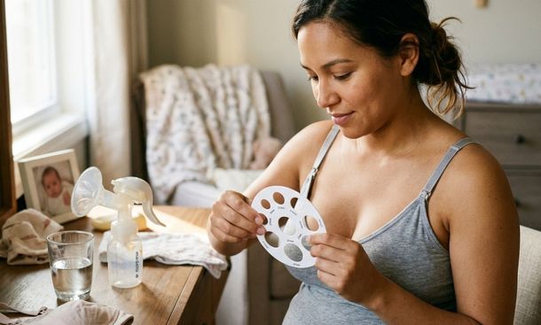 Mother measuring nipple size