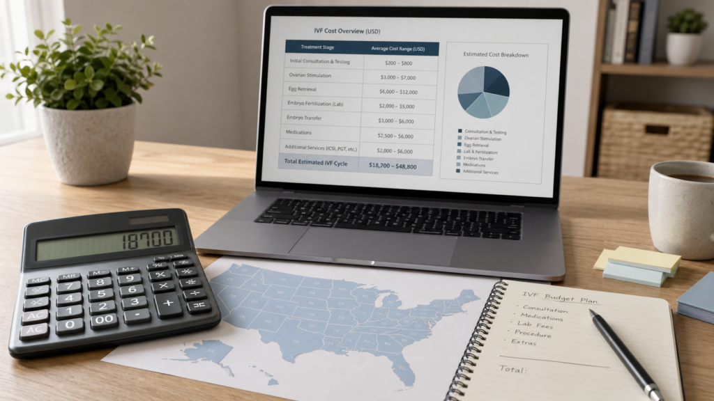 IVF cost ranges with calculator, spreadsheet, and United States planning notes
