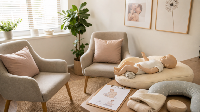 Breastfeeding consultant help for better position and latch